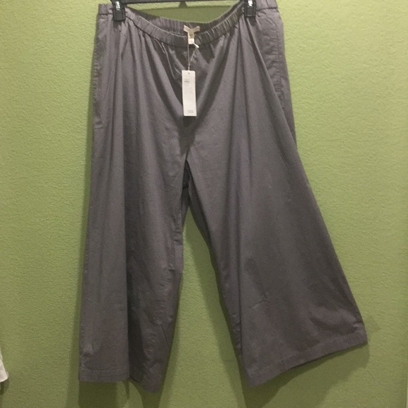 Eileen Fisher Cotton Stretch Poplin Wide  Pant 3X - Picture 1 of 4
